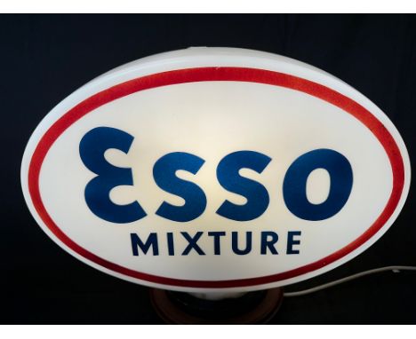 An Esso Mixture glass petrol pump globe, numbered to base, stamped Property of Esso Petroleum Co. Ltd to inner neck, chips to