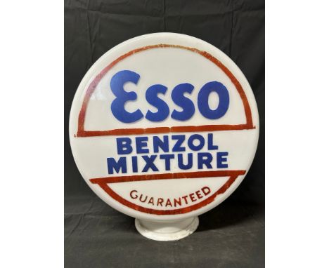 An Esso Benzol Mixture Guaranteed glass petrol pump globe stamped Anglo-American Oil Co. Ltd. to inner neck and H&amp;A to ou