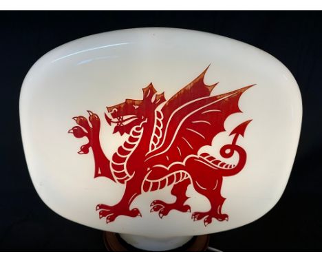 A Welsh Dragon Petroleum glass petrol pump globe, nibbles to neck.