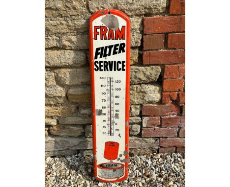 A FRAM Filter Service painted tin advertising thermometer, 8 x 39".