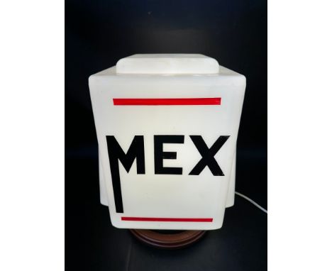 A Mex finned glass petrol pump globe, large chip to neck and repaired.