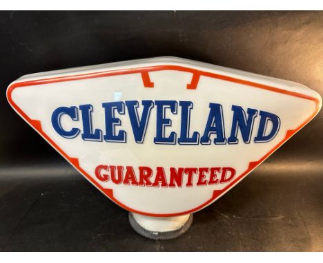 A Cleveland Guaranteed glass petrol pump globe, dated to neck, rubber ring firmly in place, no apparent damage to neck.