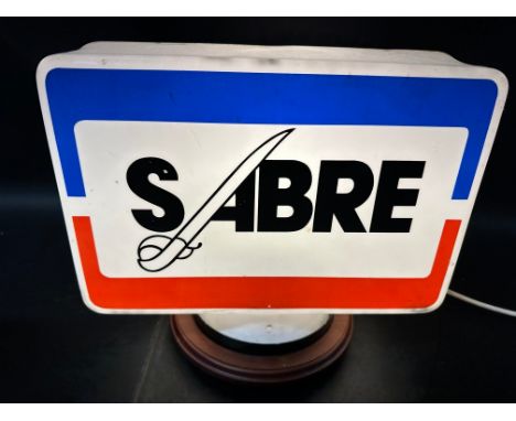 A rare Sabre plastic petrol pump globe, some damage see pics.