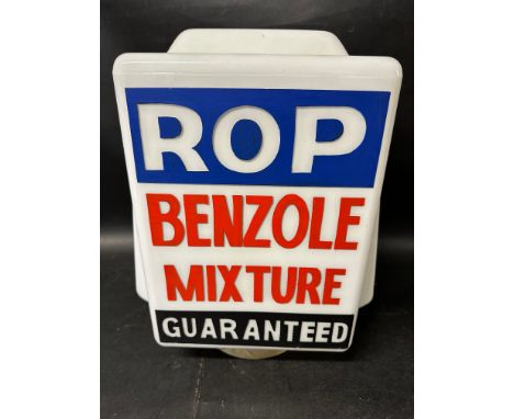An ROP Benzole Mixture Guaranteed glass petrol pump globe, repainted.