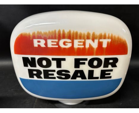 A Regent Not For Resale glass petrol pump globe, faded, some nibbles to rim, see pics.