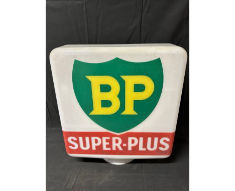 A BP Super-Plus glass petrol pump globe by Hailware, stamped Property of Shell-Mex &amp; BP Ltd Returnable on Demand to inner