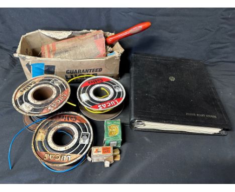 A Shell Junior Staff Course 1959-60, three reels of Lucas cables, a Nenette (boxed) and two bulbs.