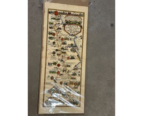 A Pratts Map of the Great North Road from Newcastle to London, 14 3/4 x 36 3/4".