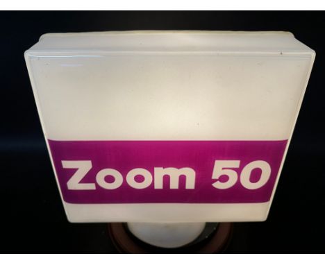A Zoom 50 plastic petrol pump globe, repaired.