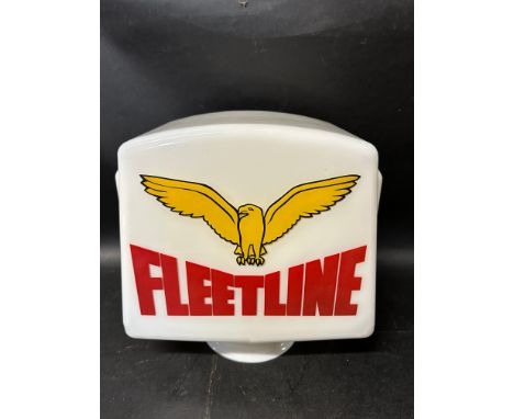 A very rare Fleetline glass petrol pump globe by Hailware, one small chip to rim. good strong colour.