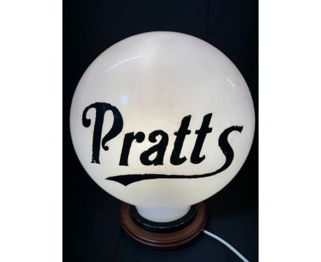 A Pratts pill-shaped glass petrol pump globe, damage to neck, see images.