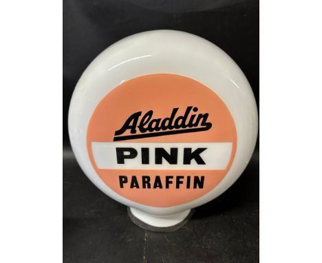 An Aladdin Pink Paraffin glass petrol pump globe by Hailware, stamped Property of Shell-Mex &amp; B.P. Ltd. Returnable on Dem