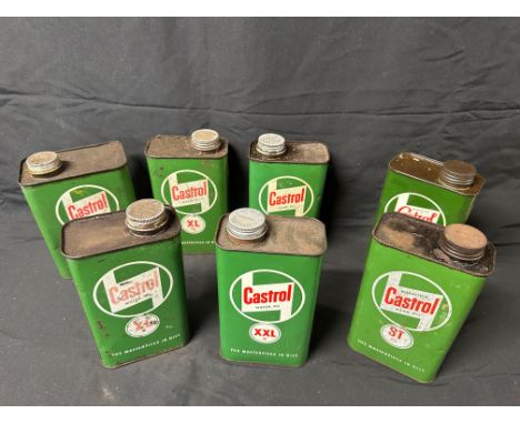 Seven Castrol Motor Oil tins. 