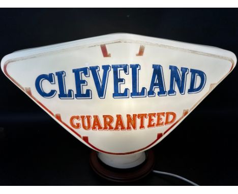 A Cleveland Guaranteed glass petrol pump globe, date to neck, one small blister to base, fading to lettering but otherwise in