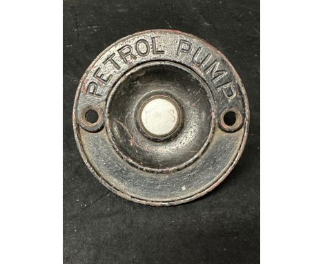 A Petrol Pump button with porcelain boss, 4" diameter.