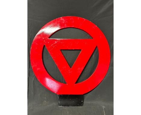 A Pre-Worboys triangle in ring warning road sign by KP, 24 x 27".