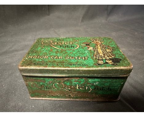 An unusual The "Master" Patch Motor Car Outfit tin manufactured by Gerrard &amp; Co. Ltd. London with illustration to lid of 
