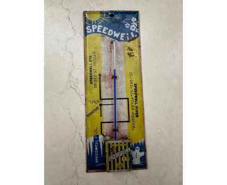ASpeedwell Oils thermometer (French), a rare survivor, 2 1/2 x 7".