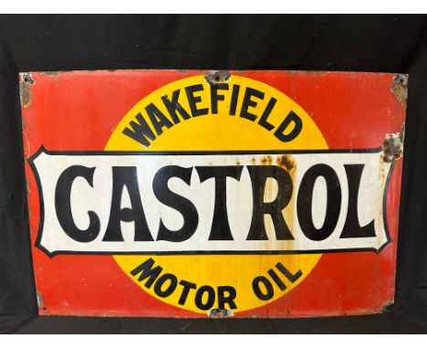 A Wakefield Castrol Motor Oil enamel advertising sign, 29 1/2 x 19 1/2".