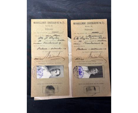 Two 1917 Batavia (Indonesia) driving licenses. 