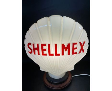 A Shellmex glass petrol pump globe by Hailware, stamped Property of Shell-Mex &amp; B.P Ltd Returnable on Demand to inside ne