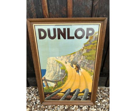 A Dunlop Motor Cycle Tube Tyres original chrono lithograph in good condition, 22 3/4 x 23" (frame size).