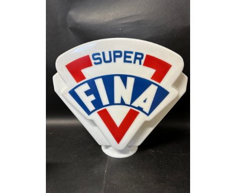 A Fina Super glass petrol pump globe by Webb's Crystal Glass Co. Ltd., dated, numbered, nibbles to neck.