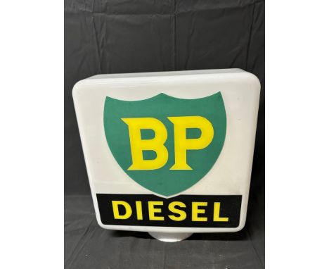 A BP Diesel glass petrol pump globe by Hailware, stamped Property of Shell-Mex &amp; BP Ltd Returnable on Demand to inner nec