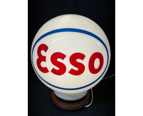 A large Esso glass petrol pump globe by Webb's Crystal Glass Co. Ltd., stamped Property of Anglo American Oil Co. Ltd. and da
