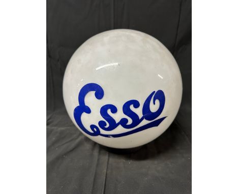 A reproduction glass globe with Esso livery, no apparent damage beneath rubber ring.