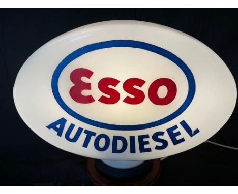 An Esso Autodiesel glass petrol pump globe, in very good condition save some fading to one side, fully stamped underneath 'Pr