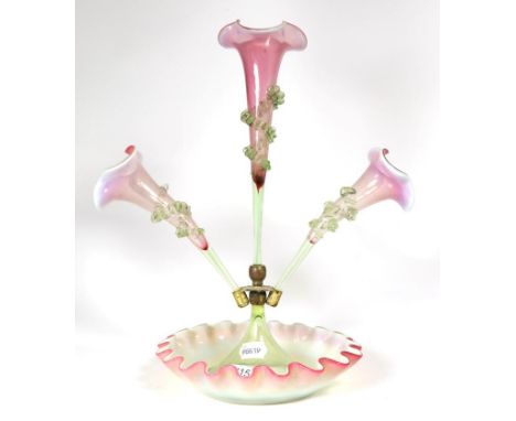 A Victorian vaseline epergne 