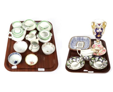 Two trays of 18th century and later ceramics including a Meissen tea bowl circa 1730 (a.f.), a pearl ware cream jug, Flight B