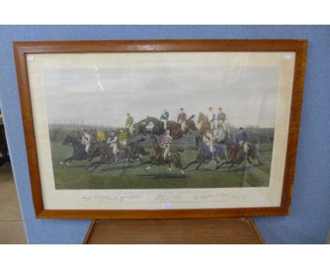 A George Veal print, Our Gentlemen Steeple Chase Riders, maple frame 