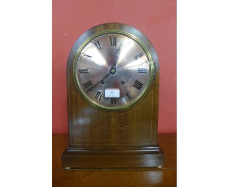 An early 20th Century inlaid mahogany bracket clock 