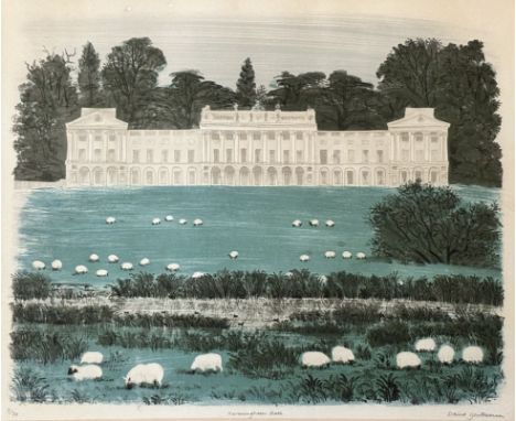 David Gentleman (British 1930-,) Heningham Hall, Lithograph 3/70,signed, titled in pencil in a glazed mounted frame. (44cmx53