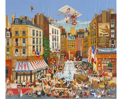 Hiro Yamagata (Japanese, b. 1948)
Noah's Ark, 1987
Serigraph on paper
Signed and numbered 237/300 in pencil
Framed &amp; glaz