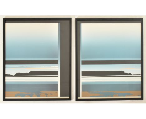 Pair of Tetsuro Sawada (Japanese, 1933-1998)
Untitled abstract and tiered landscapes
Serigraphs on paper
Unsigned &amp; untit