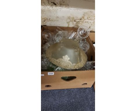 LARGE BOX LOT OF GLASSWARE