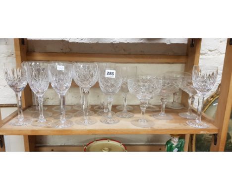 LARGE SHELF LOT OF WATERFORD AND OTHER CUT GLASS