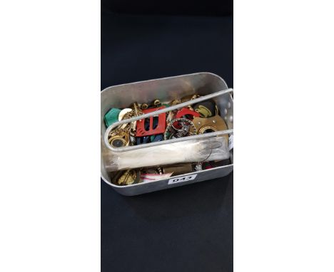 BRITISH ARMY MESS TIN AND CONTENTS TO INCLUDE SILVER