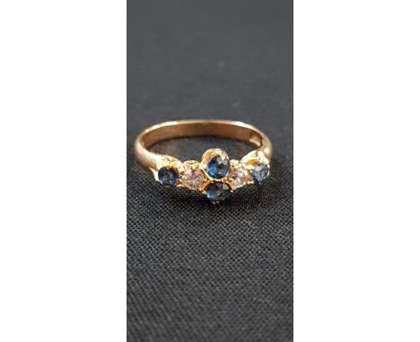 ANTIQUE 18CT GOLD SAPPHIRE AND DIAMOND RING