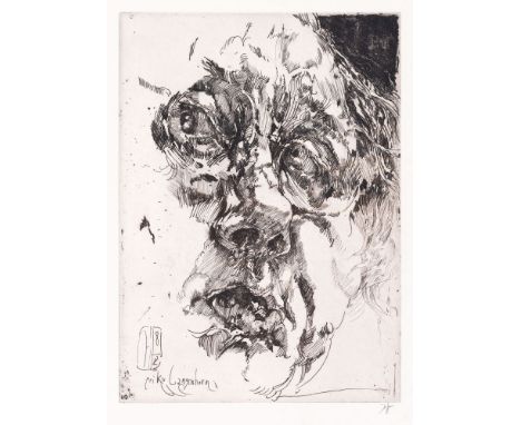Horst Janssen (Hamburg 1929 - Hamburg 1995). Selbstporträt barock. 1982. Radierung. 29,5 x 21 cm. Ungerahmt. R. u. mit Bleist