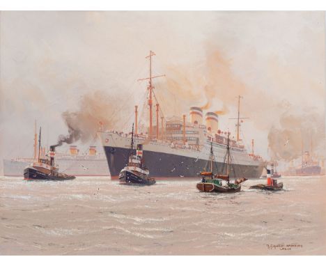 Robert Schmidt-Hamburg (Berlin 1885 - Laboe 1963). Die Hamburg. Gouache. 34 x 44 cm. Ungerahmt. R. u. sign. R. Schmidt-Hambur