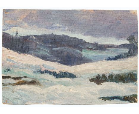 Elisabeth Büchsel (Stralsund 1867 - Stralsund 1957). Winterlandschaft. Öl/Lw. 16,5 x 24 cm. Ohne Keilrahmen unter Glas gerahm