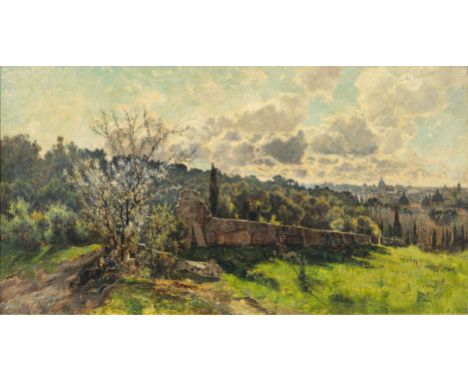 Karl Heffner (Würzburg 1849 - München 1925). Römischer Frühling. Öl/Lw. 60 x 110 cm. R. u. sign. K. Heffner, auf dem Keilrahm