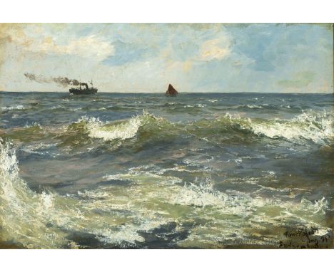 Hans Bohrdt (Berlin 1857 - Berlin 1945). Die Ostsee vor Swinemünde. 1891. Öl/Lw. 65 x 93,5 cm. R. u. sign. und dat. Hans Bohr