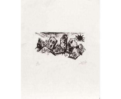 Otto Dix (Gera-Untermhaus 1891 - Singen 1969). Die Weherufe über die unbußfertigen Städte. 1960. Lithographie/Japan. 12 x 22 