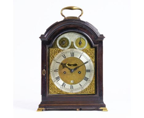 George Gray England 18. Jh. George III Bracket Clock mit Repetition. Kensington. Ende 18. Jh. Holz, ebonisiert; Messing, grav