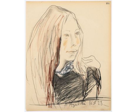 Horst Janssen (Hamburg 1929 - Hamburg 1995). Für Angelika. 1974. Buntstift, Bleistift und Farbkreide. 42 x 32,5 cm. R. u. mon